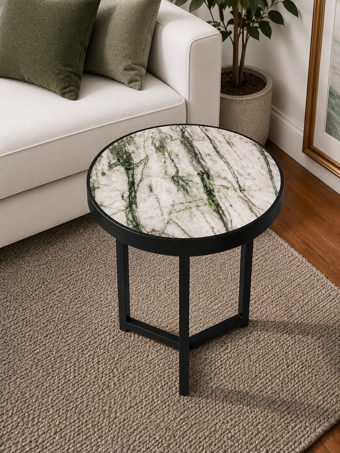 Jade Rain — Green Calacatta Marble coffee table handcrafted in Auckland New Zealand